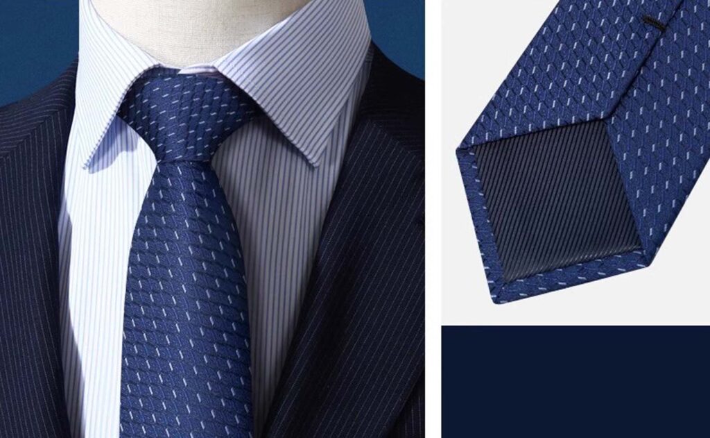 Blue standard size silk woven necktie