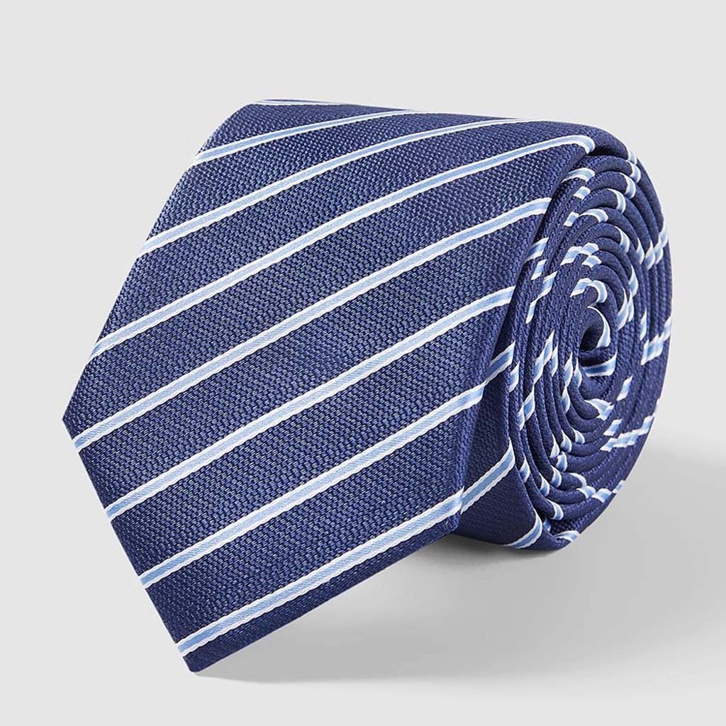 Fashion Silk Woven Blue Contrast Color Necktie