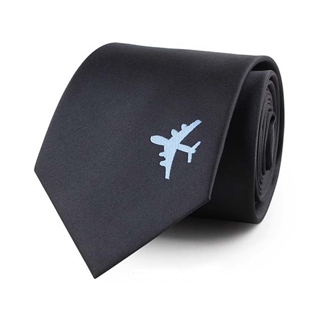 Men's Microfiber black logo necktie