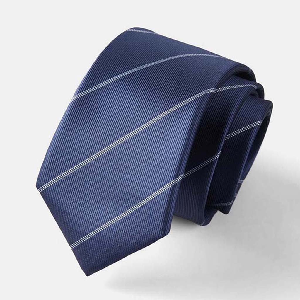 Men's Silk Woven Blue Stripe Design Luxurious Necktie