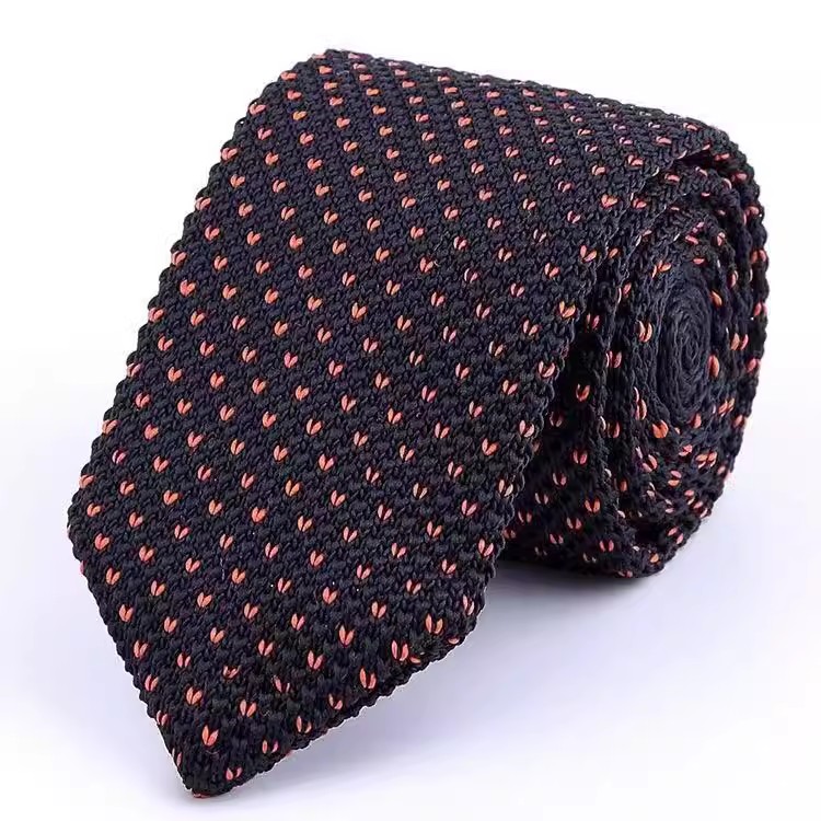 Black and Orange Heart Knitted Necktie