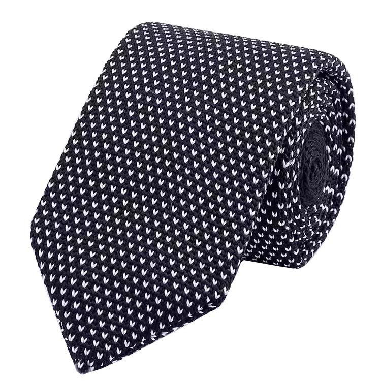 Black and White Knitted Necktie