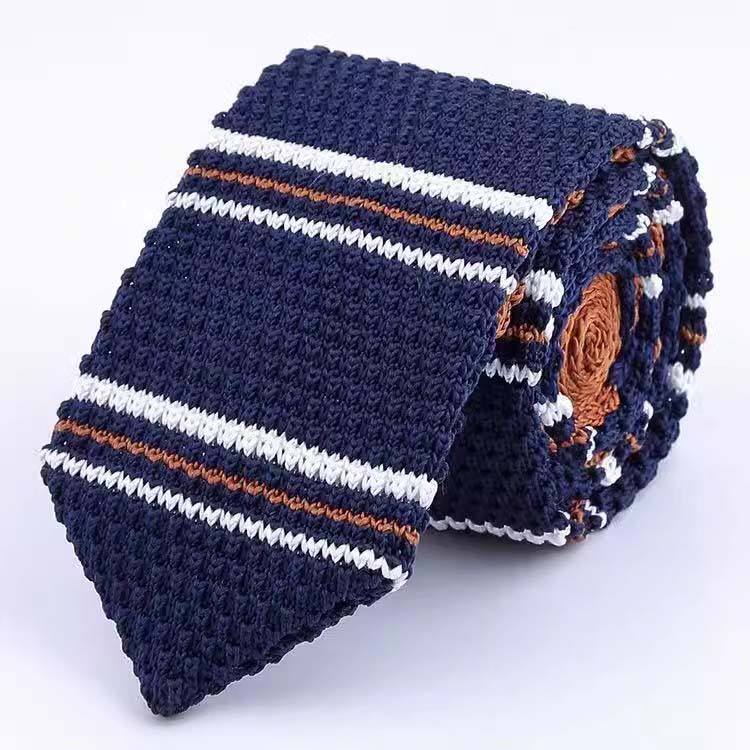 Blue Striped Knitted Tie