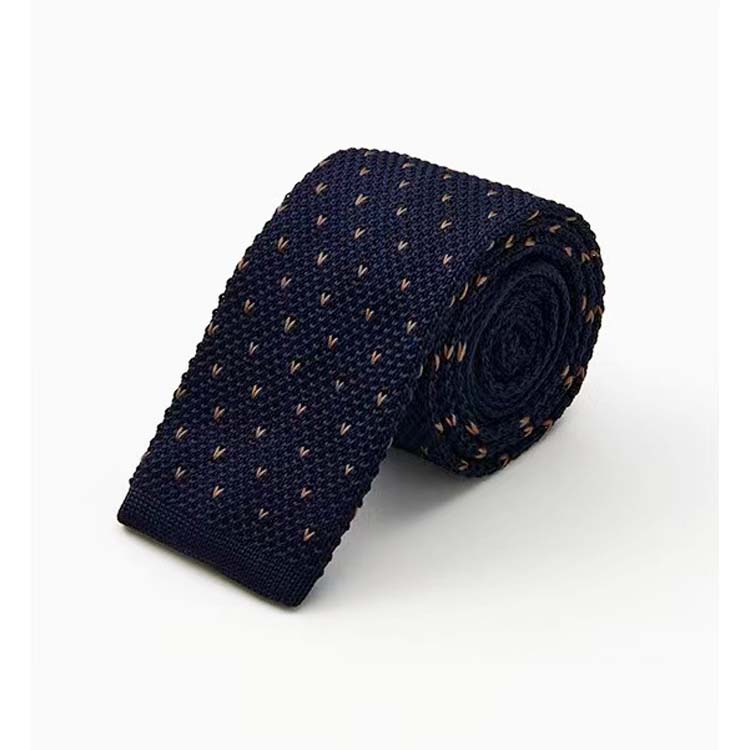 Dark Blue and Brown Flat Knitted Necktie