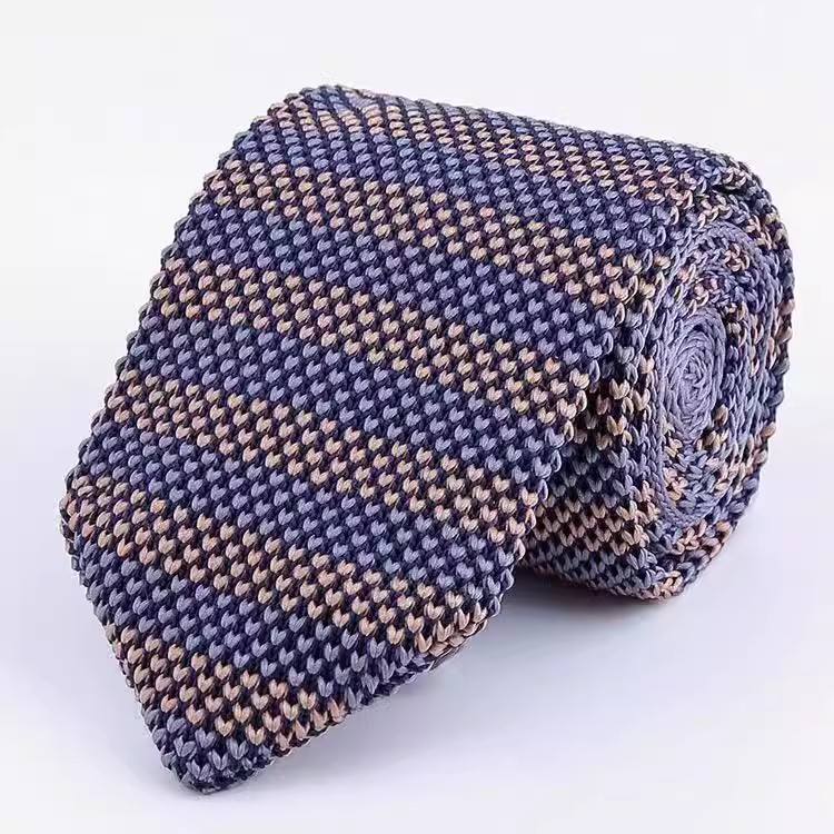 LS-004 Purple and Brown Striped Knitted Necktie