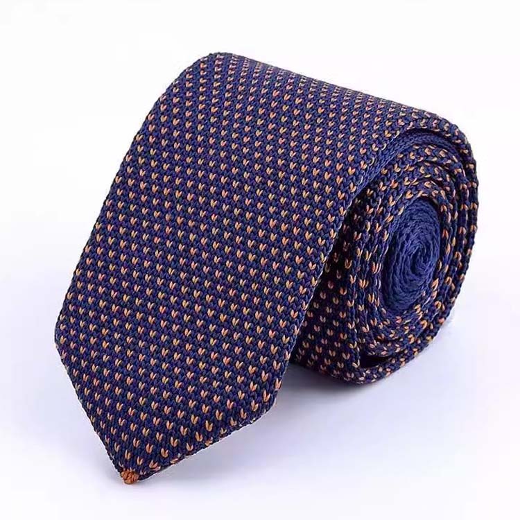 Navy Blue and Orange Knitted Tie