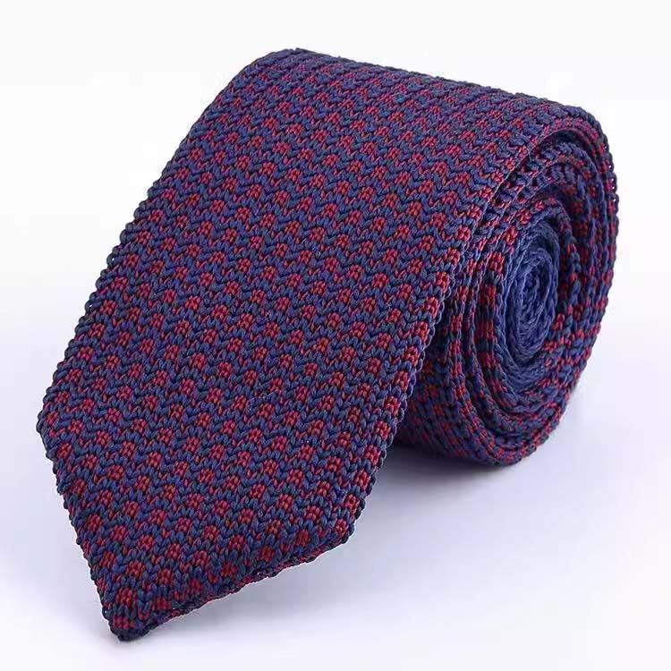 Navy Blue and Red Knitted Tie