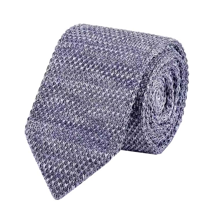 Purple and White Knitted Necktie