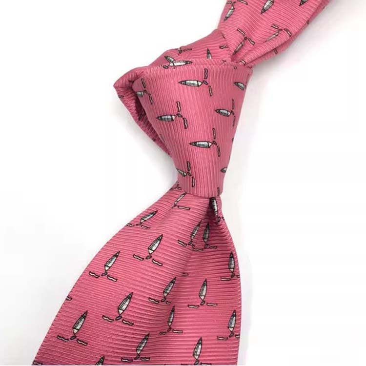 Red Sailing Boat Printed Necktie