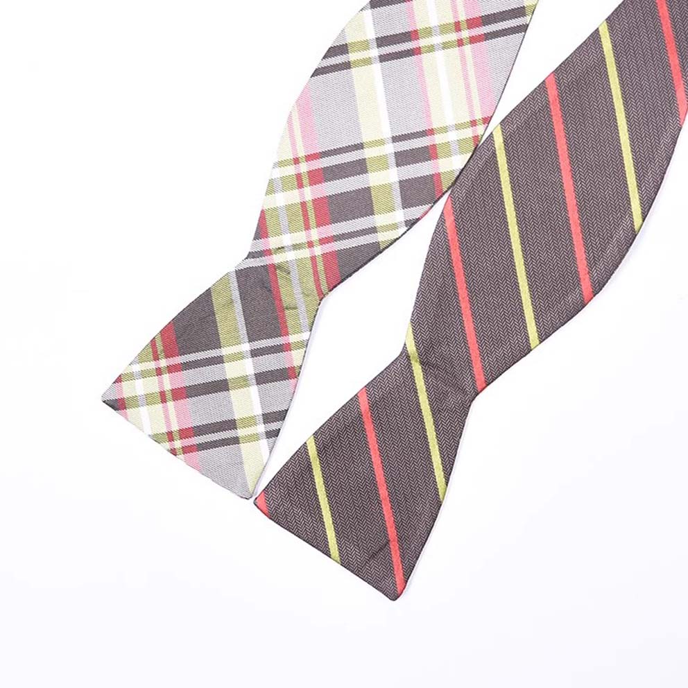 Silk woven checked self-tie bowtie